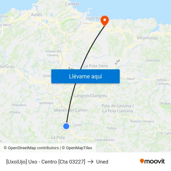 [Uxo|Ujo]  Uxo - Centro [Cta 03227] to Uned map