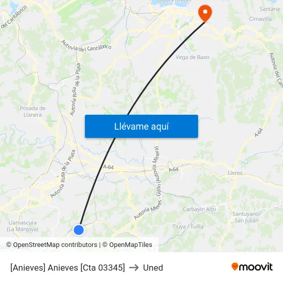 [Anieves]  Anieves [Cta 03345] to Uned map