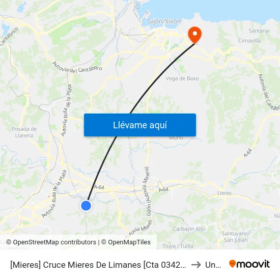 [Mieres]  Cruce Mieres De Limanes [Cta 03423] to Uned map