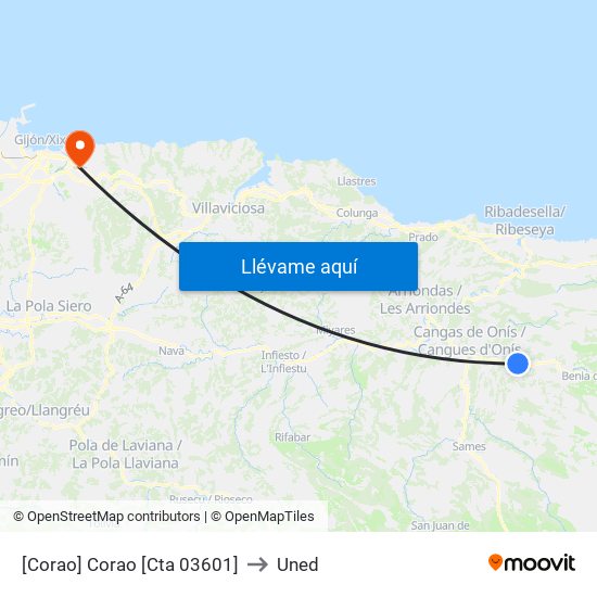 [Corao]  Corao [Cta 03601] to Uned map