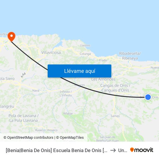 [Benia|Benia De Onís]  Escuela Benia De Onís [Cta 03627] to Uned map