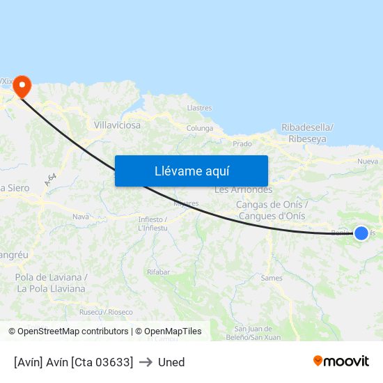 [Avín]  Avín [Cta 03633] to Uned map