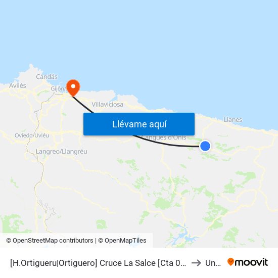 [H.Ortigueru|Ortiguero]  Cruce La Salce [Cta 03644] to Uned map