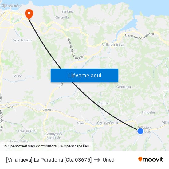 [Villanueva]  La Paradona [Cta 03675] to Uned map