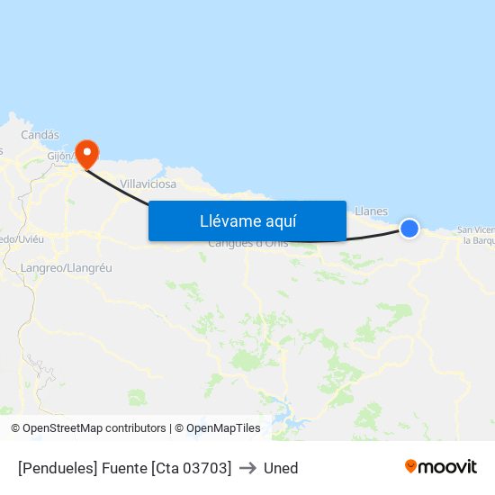 [Pendueles]  Fuente [Cta 03703] to Uned map