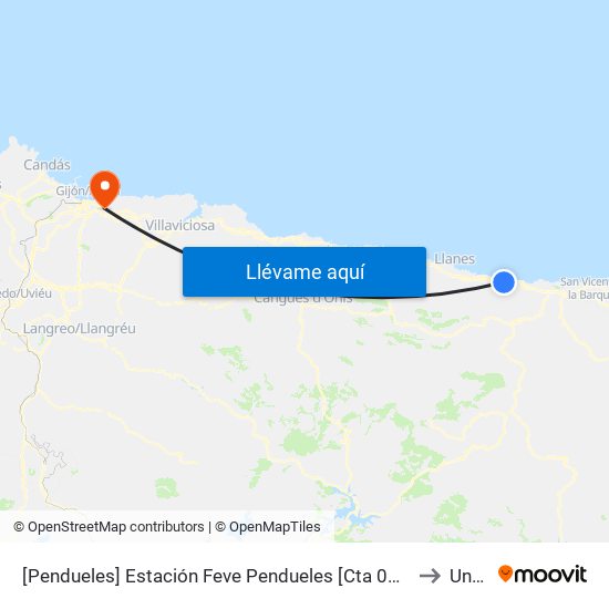 [Pendueles]  Estación Feve Pendueles [Cta 03704] to Uned map