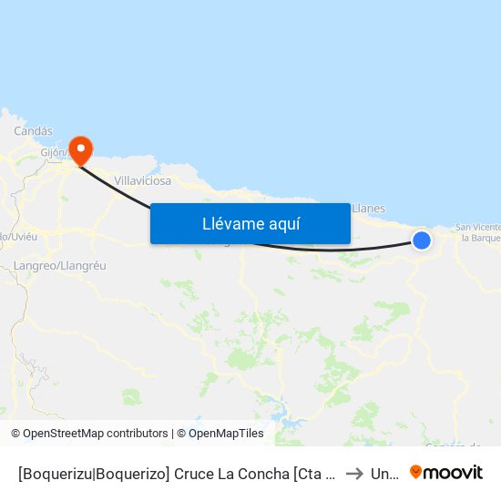 [Boquerizu|Boquerizo]  Cruce La Concha [Cta 03743] to Uned map