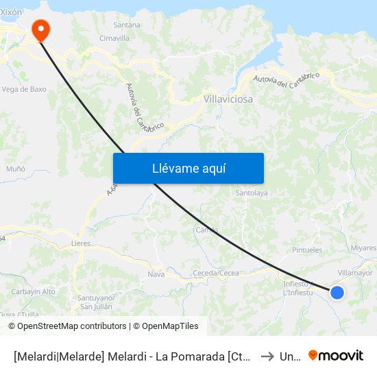[Melardi|Melarde]  Melardi - La Pomarada [Cta 03744] to Uned map