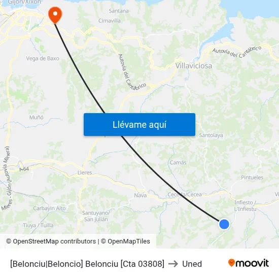 [Belonciu|Beloncio]  Belonciu [Cta 03808] to Uned map