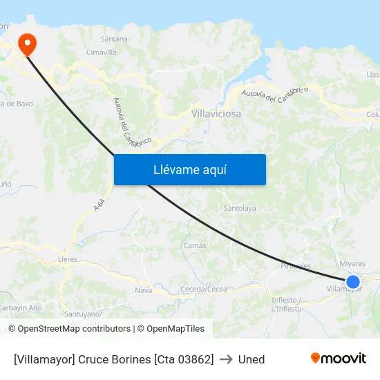 [Villamayor]  Cruce Borines [Cta 03862] to Uned map