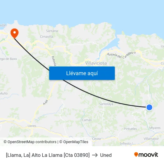 [Llama, La]  Alto La Llama [Cta 03890] to Uned map