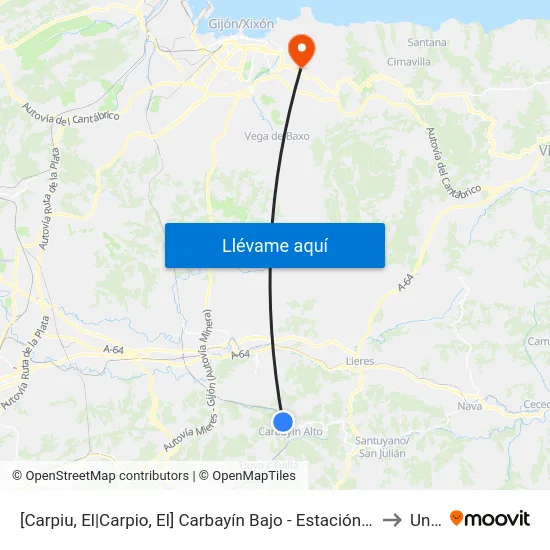 [Carpiu, El|Carpio, El]  Carbayín Bajo - Estación [Cta 04296] to Uned map