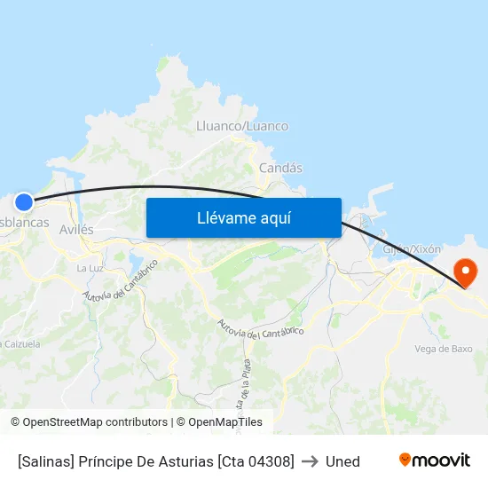 [Salinas]  Príncipe De Asturias [Cta 04308] to Uned map