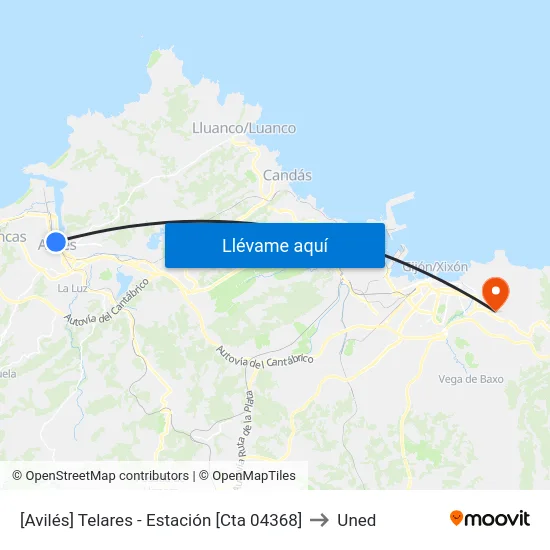 [Avilés]  Telares - Estación [Cta 04368] to Uned map