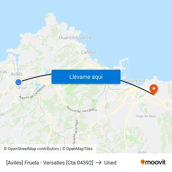 [Avilés]  Fruela - Versalles [Cta 04392] to Uned map