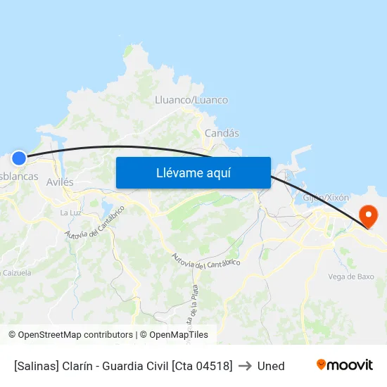 [Salinas]  Clarín - Guardia Civil [Cta 04518] to Uned map