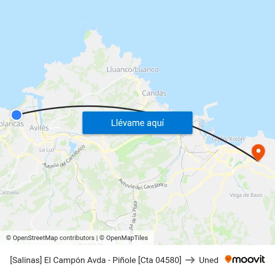 [Salinas]  El Campón Avda - Piñole [Cta 04580] to Uned map