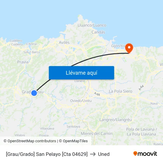 [Grau/Grado]  San Pelayo [Cta 04629] to Uned map