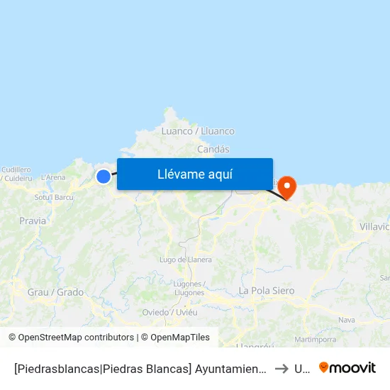 [Piedrasblancas|Piedras Blancas]  Ayuntamiento Castrillón [Cta 04694] to Uned map