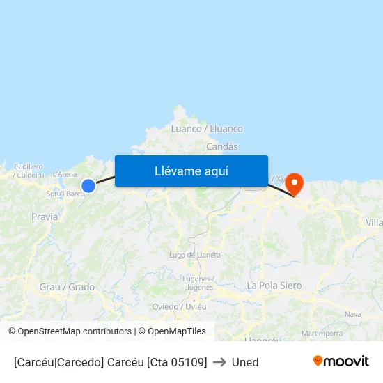 [Carcéu|Carcedo]  Carcéu [Cta 05109] to Uned map