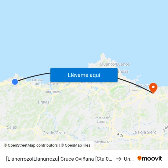 [Llanorrozo|Llanurrozu]  Cruce Oviñana [Cta 05171] to Uned map