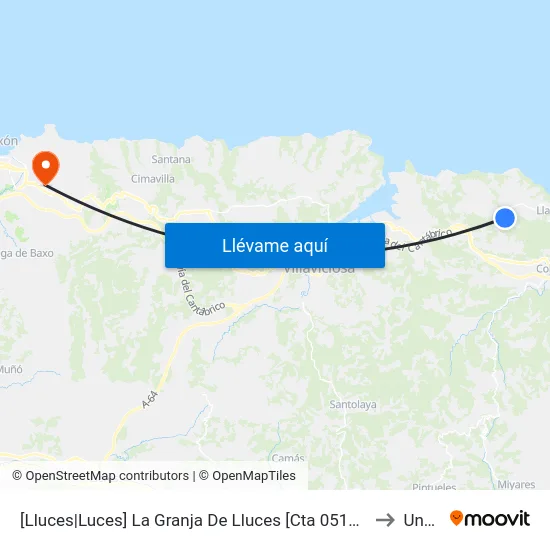 [Lluces|Luces]  La Granja De Lluces [Cta 05192] to Uned map