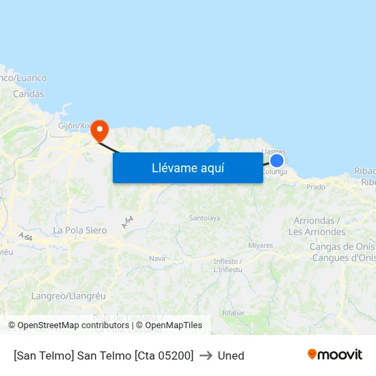 [San Telmo]  San Telmo [Cta 05200] to Uned map