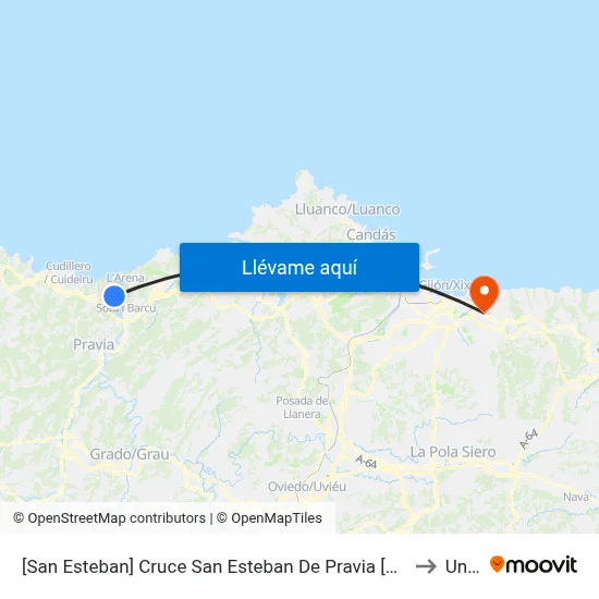 [San Esteban]  Cruce San Esteban De Pravia [Cta 05284] to Uned map