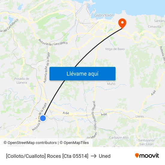 [Colloto/Cualloto]  Roces [Cta 05514] to Uned map