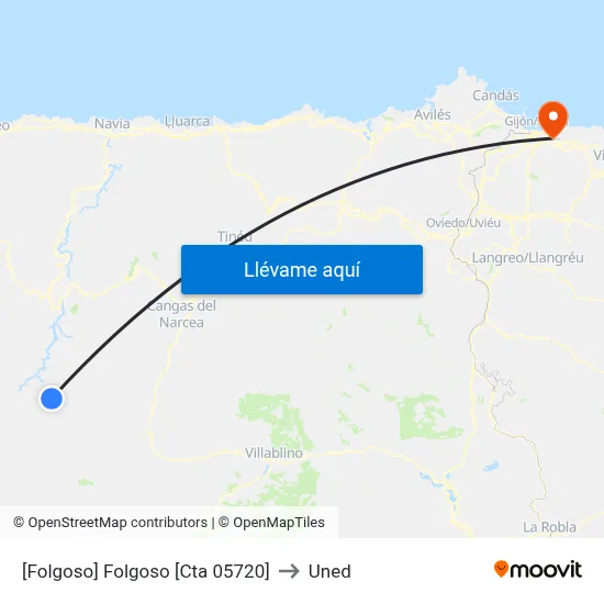 [Folgoso]  Folgoso [Cta 05720] to Uned map
