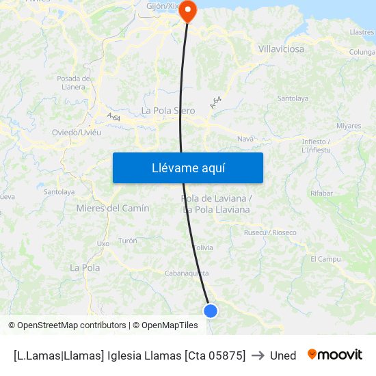 [L.Lamas|Llamas]  Iglesia Llamas [Cta 05875] to Uned map