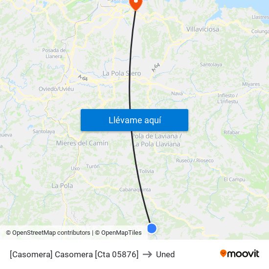 [Casomera]  Casomera [Cta 05876] to Uned map