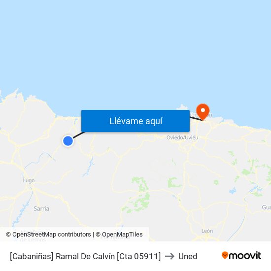 [Cabaniñas]  Ramal De Calvín [Cta 05911] to Uned map