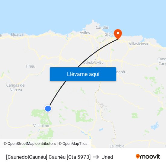 [Caunedo|Caunéu]  Caunéu [Cta 5973] to Uned map