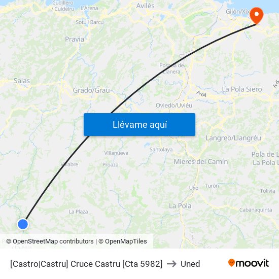 [Castro|Castru]  Cruce Castru [Cta 5982] to Uned map