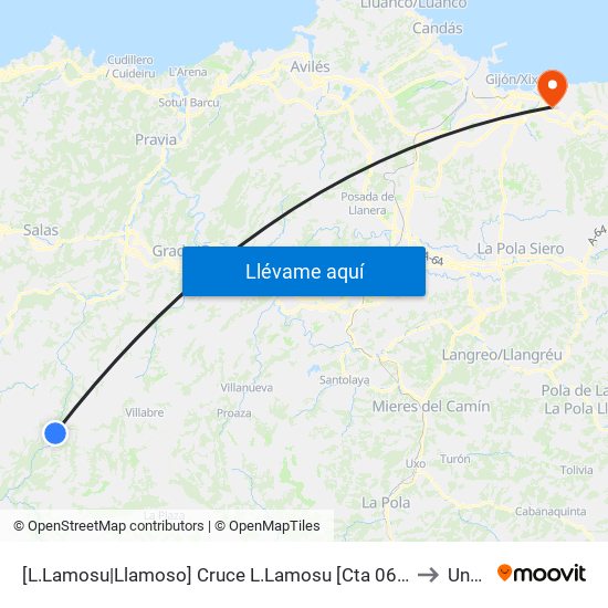[L.Lamosu|Llamoso]  Cruce L.Lamosu [Cta 06002] to Uned map