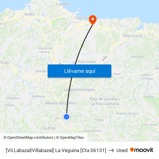 [Vil.Labazal|Villabazal]  La Veguina [Cta 06131] to Uned map