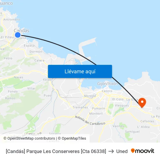 [Candás]  Parque Les Conserveres [Cta 06338] to Uned map
