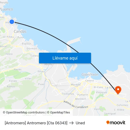 [Antromero]  Antromero [Cta 06343] to Uned map