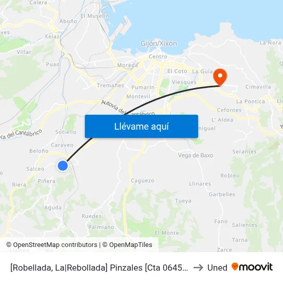 [Robellada, La|Rebollada]  Pinzales [Cta 06455] to Uned map