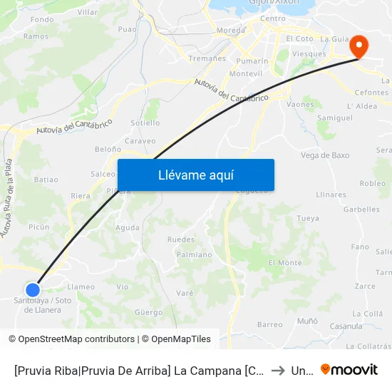 [Pruvia Riba|Pruvia De Arriba]  La Campana [Cta 06459] to Uned map