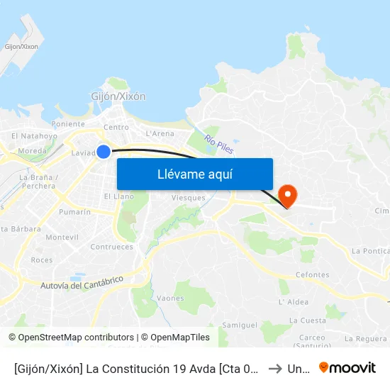 [Gijón/Xixón]  La Constitución 19 Avda [Cta 06488] to Uned map