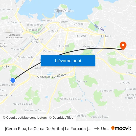 [Cerca Riba, La|Cerca De Arriba]  La Forcada [Cta 06732] to Uned map