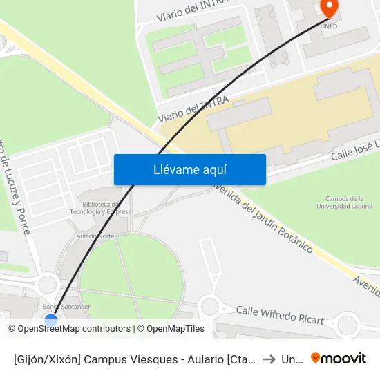 [Gijón/Xixón]  Campus Viesques - Aulario [Cta 06899] to Uned map