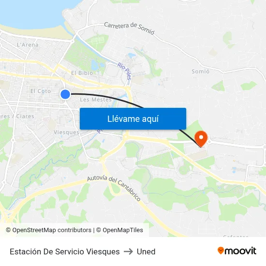 Estación De Servicio Viesques to Uned map
