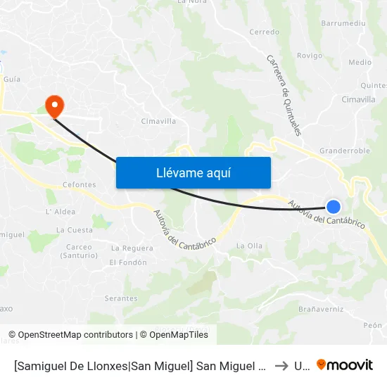 [Samiguel De Llonxes|San Miguel]  San Miguel De Arroes - Casa Inés [Cta 07154] to Uned map