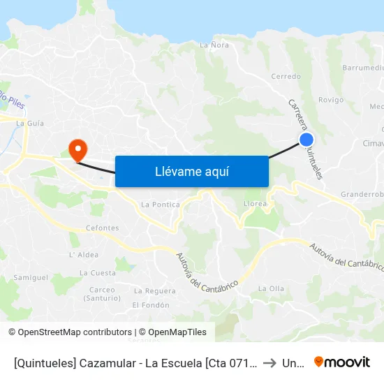 [Quintueles]  Cazamular - La Escuela [Cta 07163] to Uned map