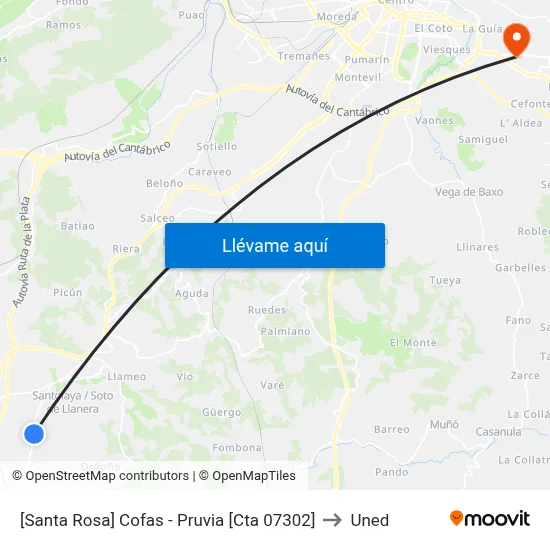 [Santa Rosa]  Cofas - Pruvia [Cta 07302] to Uned map