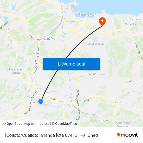 [Colloto/Cualloto]  Granda [Cta 07413] to Uned map