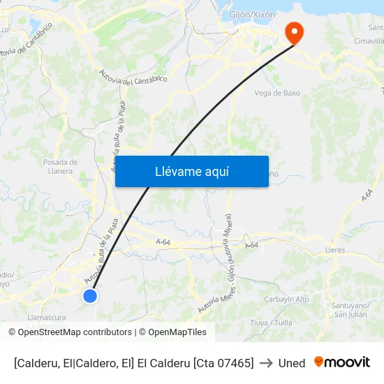 [Calderu, El|Caldero, El]  El Calderu [Cta 07465] to Uned map